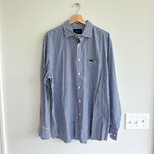 Load image into Gallery viewer, Faconnable Gingham Long Sleeve Cotton Button Up Shirt Blue XL