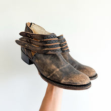 Load image into Gallery viewer, Freebird by Steven Slay Distressed Leather Harness Ankle Boots Brown 10