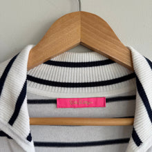 Load image into Gallery viewer, Lily Pulitzer Crestwood Striped Fringe Hem Pullover Sweater White Navy S