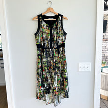 Load image into Gallery viewer, Classiques Entier Silk Blend Sleeveless High Low Dress Black Green 10