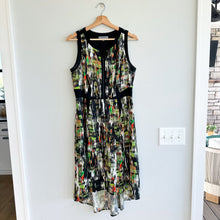 Load image into Gallery viewer, Classiques Entier Silk Blend Sleeveless High Low Dress Black Green 10