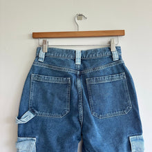 Load image into Gallery viewer, Pacsun High Rise Denim Zip Front Utility Cargo Jeans Blue 25