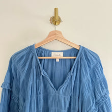 Load image into Gallery viewer, Cleobella Azariah Long Sleeve Smocked Split Neck Blouse Blue S