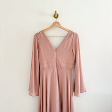 Load image into Gallery viewer, BHLDN Doria Chiffon V-Neck Long Sleeve Maxi Dress Blush Pink 2