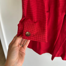 Load image into Gallery viewer, Cabi Houndstooth Ruffle Trim Mid Length Celebration Coat Red L