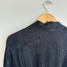 Load image into Gallery viewer, BCBGMaxAzria Jacquard Floral Belted Long Sleeve Jumpsuit Black XS