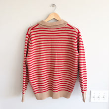 Load image into Gallery viewer, DEMYLEE Lucian Merino Wool Striped Pullover Sweater Red Brown M