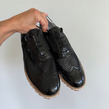 Load image into Gallery viewer, Walter Genuin Brogue Calf Leather Mesh Spikeless Golf Loafer Shoes Black 9