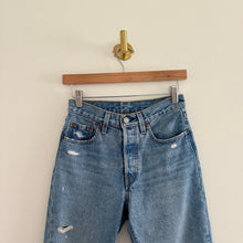 Load image into Gallery viewer, Levi's 501 Distressed High Rise Button-Fly Denim Straight Jeans Blue 24