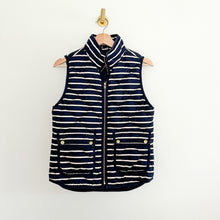 Load image into Gallery viewer, J. Crew Striped Print Zip Up Puffer Vest Black White XS