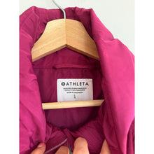 Load image into Gallery viewer, Athleta Jetset Zip Up Mock Neck Hooded Bomber Jacket Wildberry L NWT
