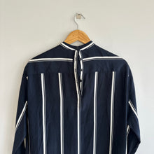 Load image into Gallery viewer, Rag & Bone Jacklin Striped Pattern Draped Long Sleeve Mini Dress Navy XS NWT