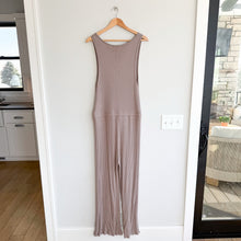 Load image into Gallery viewer, Beyond Yoga Jetsetter Rib Self Drawcord Waistband V-Neck Jumpsuit Birch L