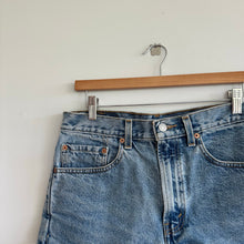 Load image into Gallery viewer, Levi's 505 Cotton Denim Mid Rise Raw Hem Cut-Off Shorts Blue 32