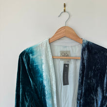 Load image into Gallery viewer, Chaser Silk Blend Lush Tie Dye Kimono Teal White S NWT