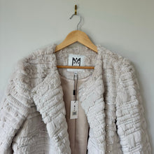 Load image into Gallery viewer, MILLY Sequin Fur Open-Front Long Sleeve Jacket Beige L NWT