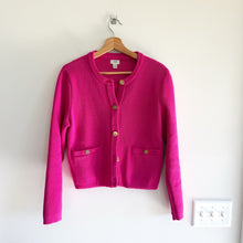 Load image into Gallery viewer, J. Crew Cotton Lady Ribbed Crew Neck Cropped Long Sleeve Cardigan Pink M