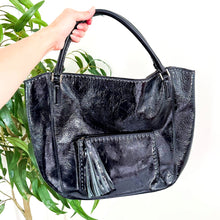 Load image into Gallery viewer, Anya Hindmarch Patent Leather Tassel Tote Bag Black with Dust Bag