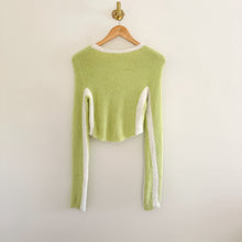Load image into Gallery viewer, For Love And Lemons Alanis Stripe Crop Pullover Sweater Lime Green S
