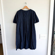 Load image into Gallery viewer, 'S Max Mara Chambray Puff Sleeve Beaded Brooch Mini Dress Denim Blue 12