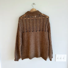 Load image into Gallery viewer, Sita Murt Anthropologie Wool Blend Mock Neck Crochet Pullover Sweater Brown 36