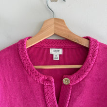 Load image into Gallery viewer, J. Crew Cotton Lady Ribbed Crew Neck Cropped Long Sleeve Cardigan Pink M