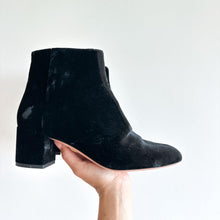 Load image into Gallery viewer, Aquazzura Firenze Velvet Ankle Booties Black 38.5