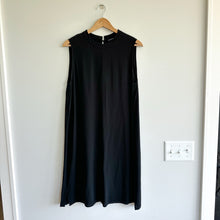 Load image into Gallery viewer, Eileen Fisher Silk Georgette Crepe Round Neck Dress Black LP
