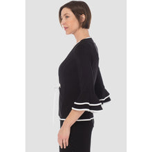 Load image into Gallery viewer, Joseph Ribkoff Ruffles 3/4 Sleeve Tie-Up Front Jacket Top Set Black 14