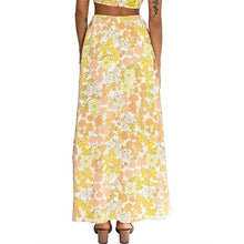 Load image into Gallery viewer, NWT Girl And The Sun Cairo Floral Pattern High Rise Maxi Skirt Yellow XL