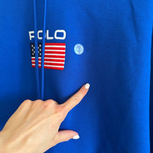 Load image into Gallery viewer, Polo Ralph Lauren Flag Fleece Embroidered Hoodie Sweatshirt Royal Blue XL NWT
