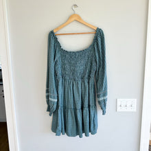 Load image into Gallery viewer, American Eagle Outfitters Plaid Smocked Mini Dress Teal L