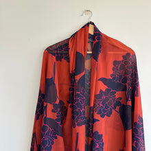 Load image into Gallery viewer, Lafayette 148 New York Floral Print Sheer Scarf Red One Size NWT