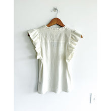 Load image into Gallery viewer, NATION LTD Habiba Fancy Smocked Flutter Sleeve Tank Top White XS