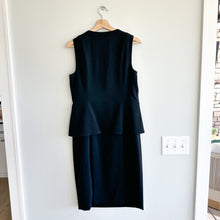 Load image into Gallery viewer, Akris Wool Zip-Front Sleeveless Crew Neck Peplum Mini Sheath Dress Black 10
