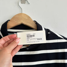 Load image into Gallery viewer, Spanx x Evereve Air Essentials Mock Pullover Striped Black/Porcelain L NWT