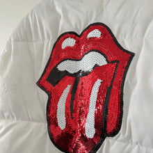 Load image into Gallery viewer, Hipchik Couture Zip Up Sequin Tongue Puffer Jacket White L