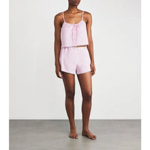 Load image into Gallery viewer, Skims Stretch Cotton Poplin Striped Tank Top Shorts Lounge Set Pink White XL