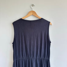 Load image into Gallery viewer, Eileen Fisher Drawstring-Waist Sleeveless Crewneck Dress Navy L