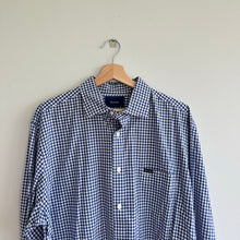 Load image into Gallery viewer, Faconnable Gingham Long Sleeve Cotton Button Up Shirt Blue XL