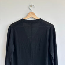 Load image into Gallery viewer, BCBGMAXAZRIA Merino Wool Round Hem Button Front V-Neck Cardigan Sweater Black S