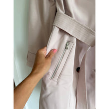 Load image into Gallery viewer, Express Double-Breasted Belted Outdoor Casual Trench Coat Blush Pink M NWT