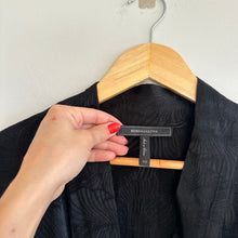 Load image into Gallery viewer, BCBGMaxAzria Jacquard Floral Belted Long Sleeve Jumpsuit Black XS