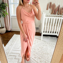 Load image into Gallery viewer, NWT Shona Joy Core Lace Up Cowl Maxi Dress in Dusty Pink 12