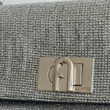 Load image into Gallery viewer, FURLA 1927 Glitter Embellished Chain Strap Mini Crossbody Bag Silver
