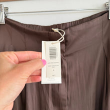 Load image into Gallery viewer, Z Supply Lisse Pleated Satin High Rise Wide Leg Pants Dark Chocolate L NWT