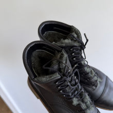 Load image into Gallery viewer, Robert Clergerie Fur Lining Leather Combat Lace Up Ankle Boots Black 8.5