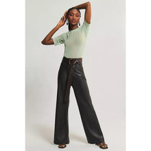 Load image into Gallery viewer, Anthropologie Maeve The Colette Faux Leather High Rise Wide Leg Pants Black 25P