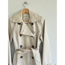 Load image into Gallery viewer, L.L Bean Double-Breasted Belted Mid Length Trench Coat Cream XS