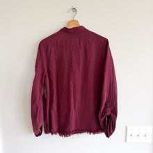 Load image into Gallery viewer, Sanctuary Roy Frayed Raw Hem Mock Neck Zip Up Army Jacket Burgundy Red M